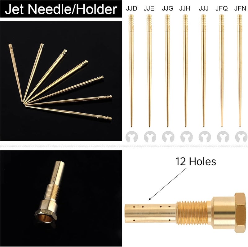Windance 30pcs Carburetor Main Slow Jet Injection Nozzle Emulsion Tube Nozzle Holder Kit Fit for CVK PWK PWM/PE 26/28, Brass Nozzles Modified Kit (12 Hole) - Image 4